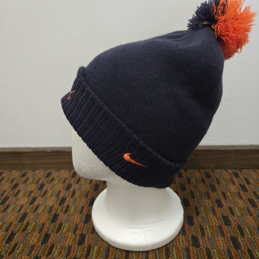 Nike Virginia Cavaliers Pom Beanie Hat Navy Orange NCAA Knit Winter Cap Swoosh - Picture 2 of 7
